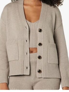 Saturday Sunday Anthropologie Taupe Heather Cardigan Sweater - Mushroom small